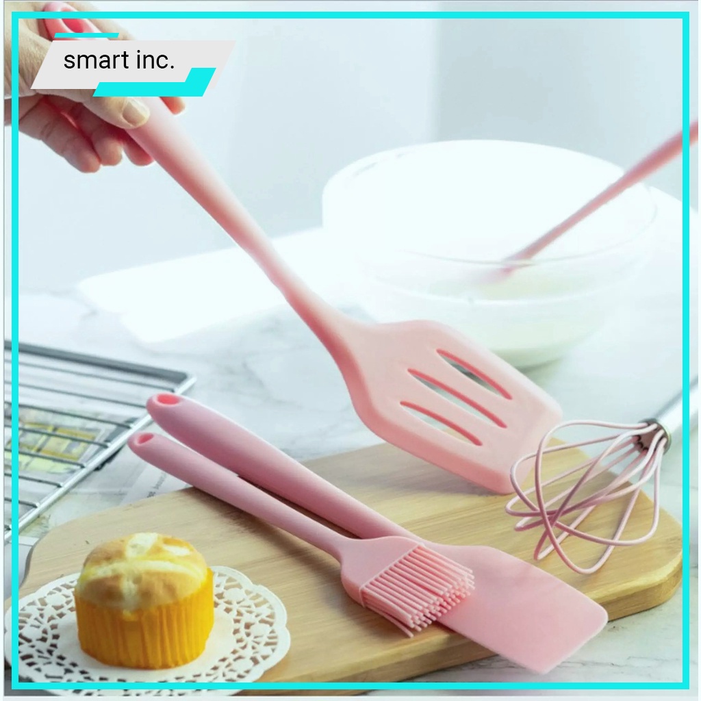 Dụng Cụ Làm Bánh Phới Trộn Bột Spatula Đánh Trứng Cọ Quét Bằng Silicon 5 Món