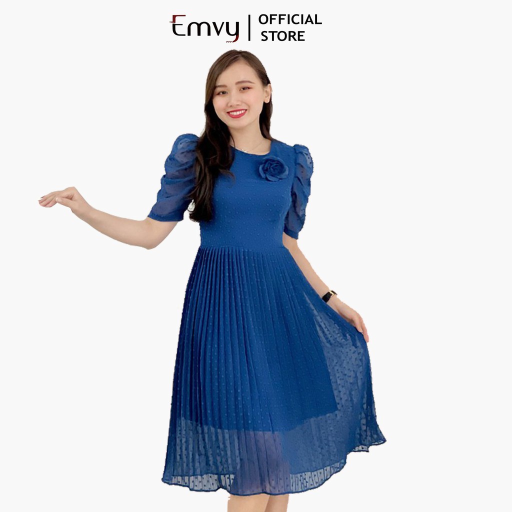 Đầm dáng xòe chất liệu voan tơ hạt nổi cao cấp Emvy K56 | BigBuy360 - bigbuy360.vn