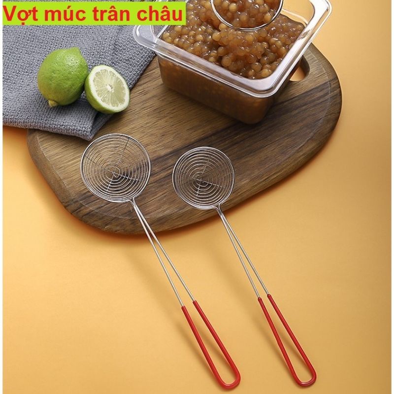 [Mã LIFEHLSALE2 giảm 10% đơn 0Đ] Vợt múc Topping trân châu, vợt múc lẩu inox cán đỏ siêu bền