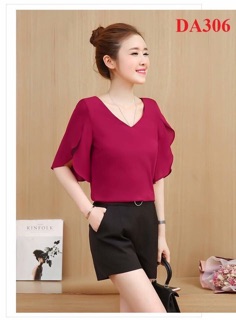 ÁO SƠ MI TAY LOE CỔ TIM