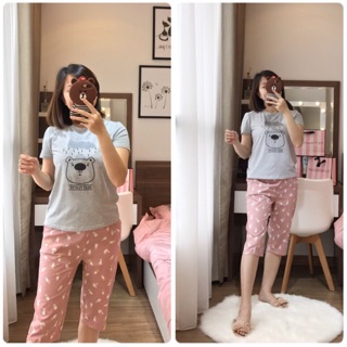 Bộ cotton lửng mặc nhà