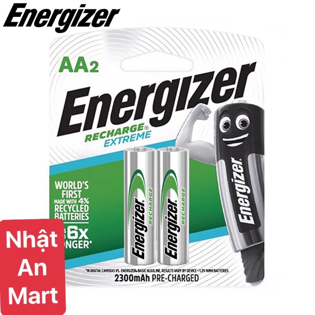 Bộ 2 pin sạc AA Energizer Recharge Extreme 2300mAh (Bạc)