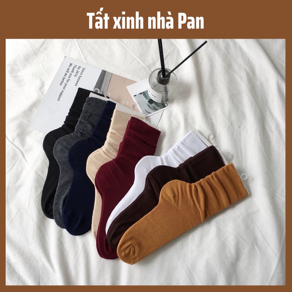 Tất Nhún Gân Nhỏ Phong Cách Vintage Hàn Quốc chất len đẹp nhiều màu