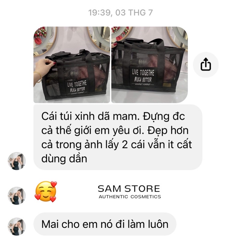 Túi xách dạng vải lưới đựng máy làm tóc và phụ kiện rộng rãi, nhẹ nhàng Live Togethe much better