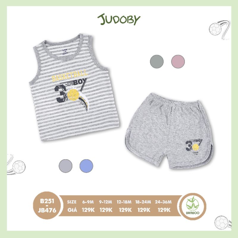 Bộ ba lỗ/ sát nách bé trai, bé gái Judoby  9-36M JB476