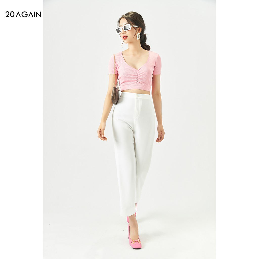 [Mã WABR1111 giảm 10% đơn 250K] Áo phông nữ croptop ngắn tay 20AGAIN, chất thun tăm co giãn tốt ATA2057 | BigBuy360 - bigbuy360.vn