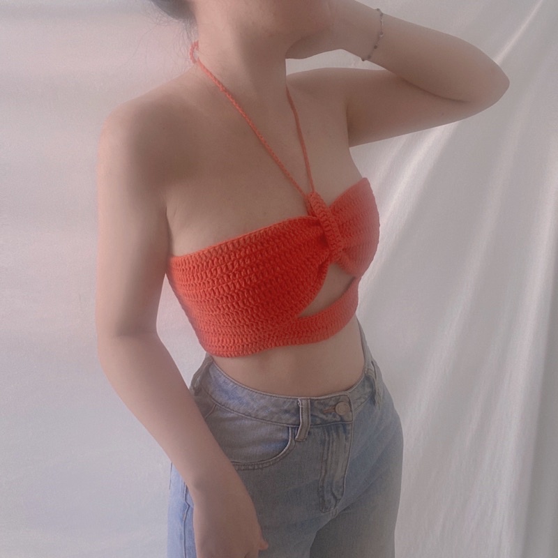 Áo croptop khoét ngực Kimie top handmade crochet