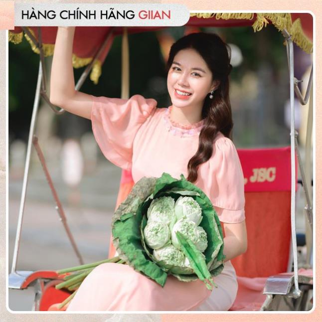 Giian - Áo dài cách tân tơ đính hoa 4 tà - thiết kế chính hãng - AD175 *