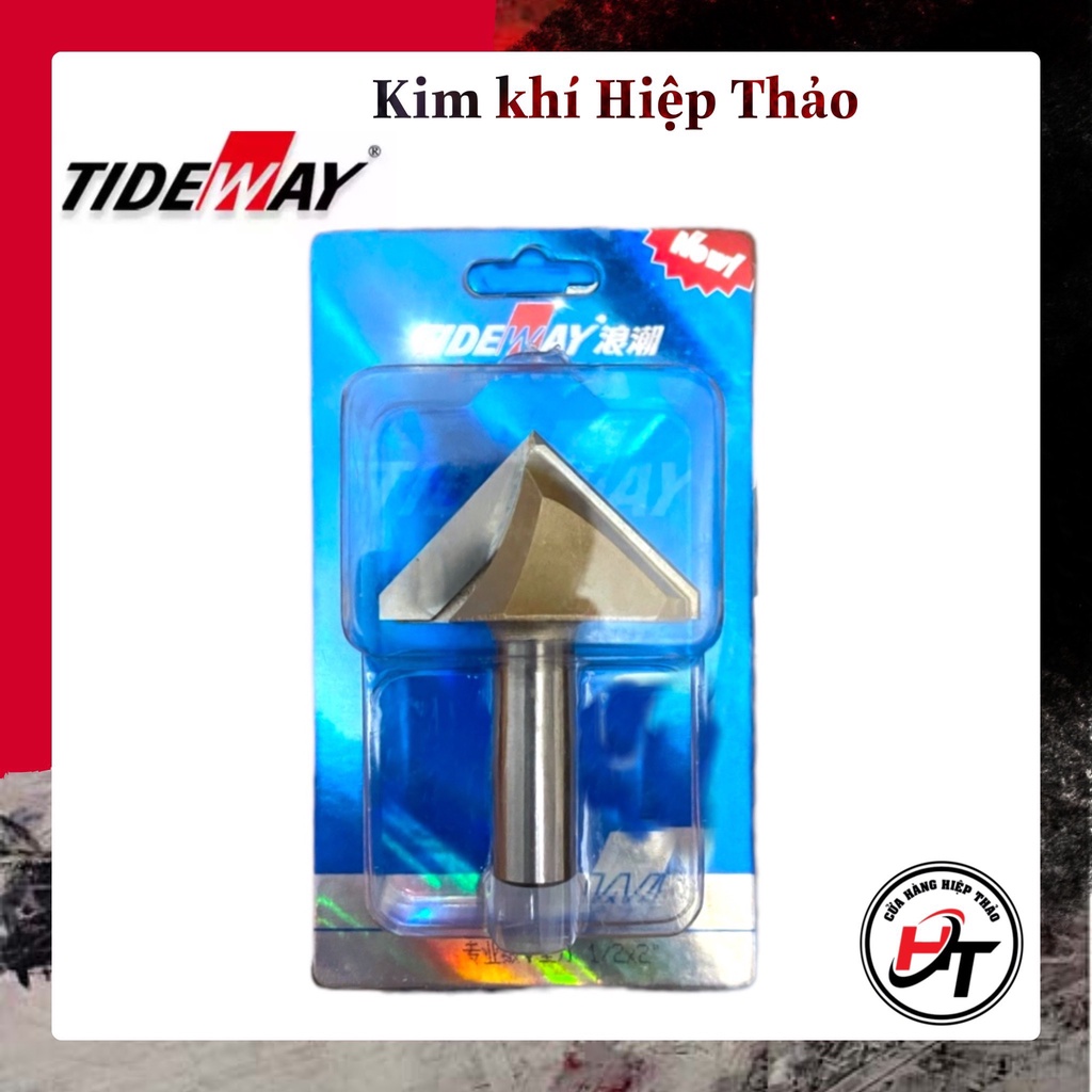 Mũi phay gỗ alu chữ V 5cm CNC vát 45 độ không bi Tideway cao cấp MSV-45-TW-1250