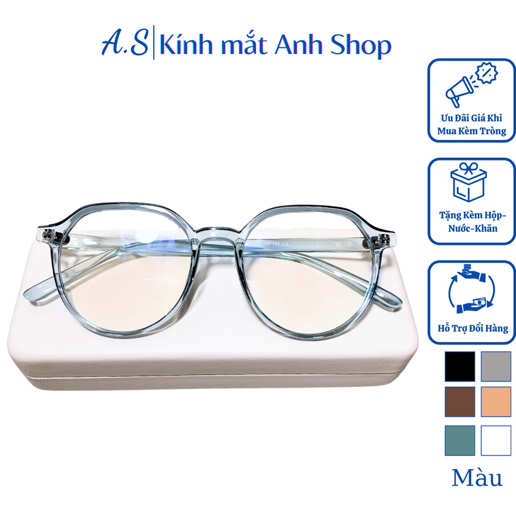 Gọng kính tròn lục giác nam nữ chất liệu nhựa dẻo 2361