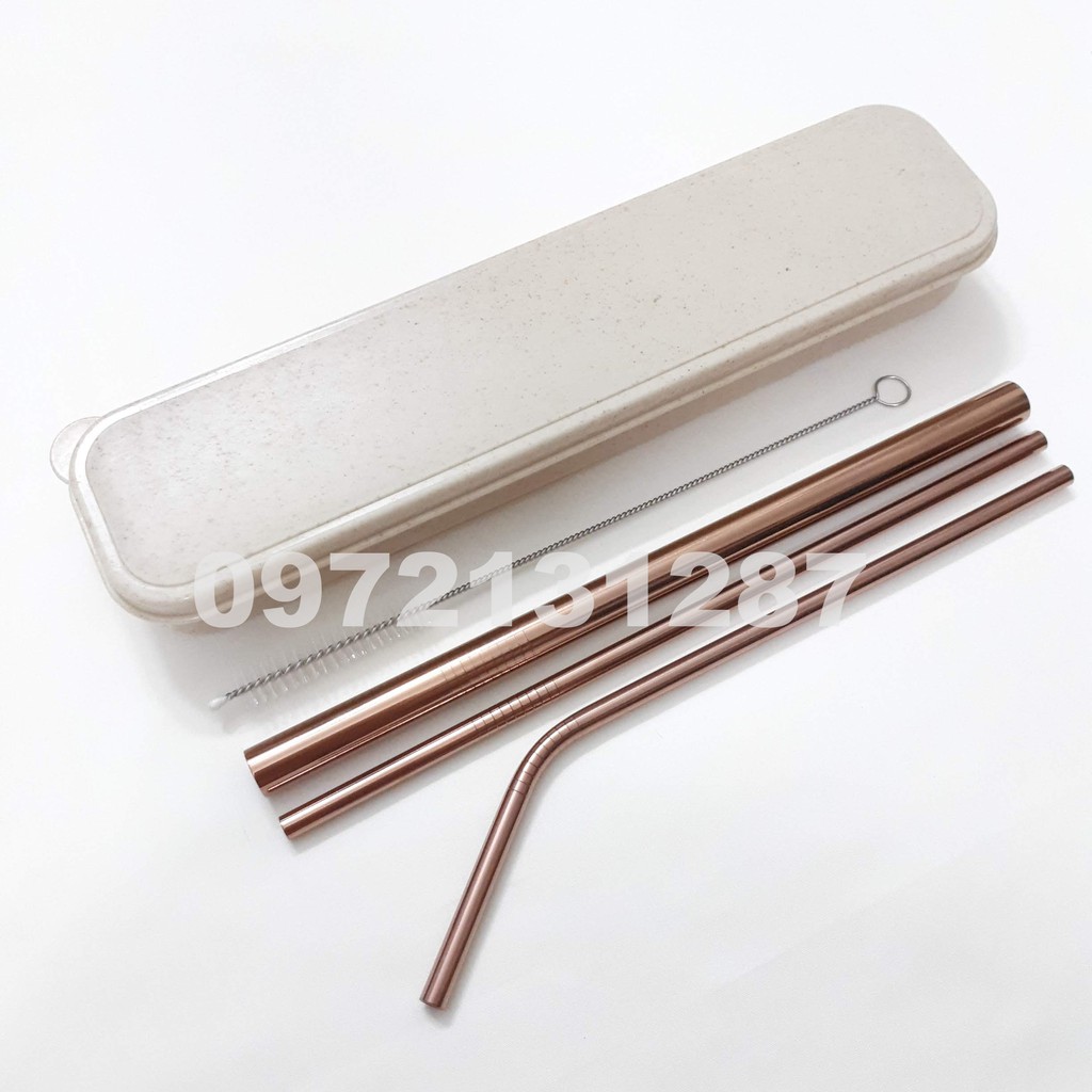 (Hàng loại 1, dày & nặng) Bộ 3 ống hút inox đủ loại kèm 1 cọ rửa và Hộp đựng | BigBuy360 - bigbuy360.vn