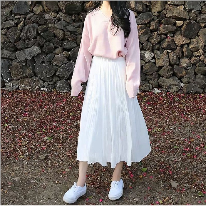 Chân váy dài vintage dáng xoè sang chảnh cạp chun lưng cao dành cho nữ M03 | BigBuy360 - bigbuy360.vn