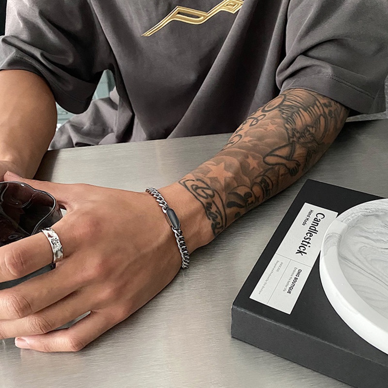 Vòng Tay Thép Titan Phong Cách hip-hop Thời Trang Cá Tính Cho Nam
