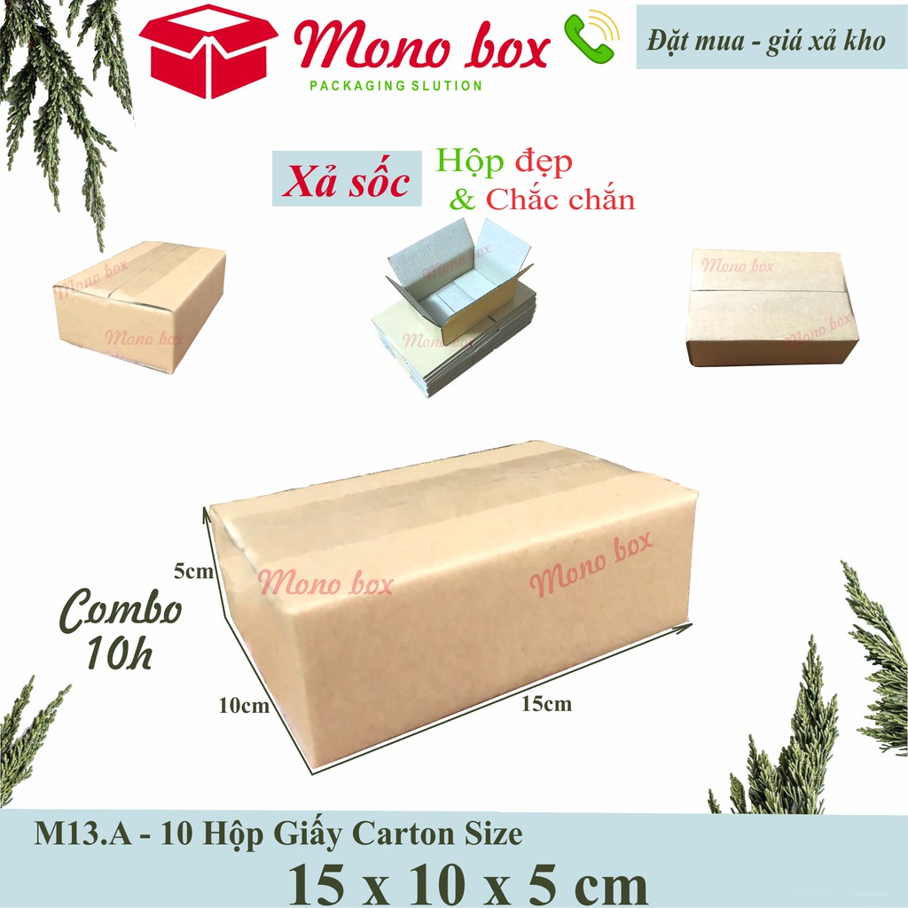 Bộ 10 thùng hộp giấy carton 15x10x5