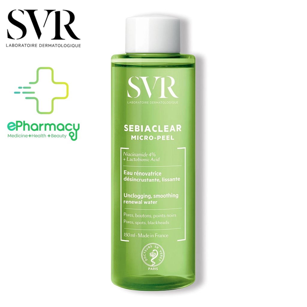 Toner SVR Sebiaclear Micro Peel Nước Cân Bằng thanh lọc, tẩy tế bào chết cho da dầu mụn 150ml