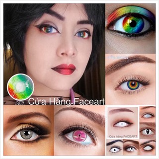 Lens nhiều màu sắc - Lens Câu Vòng - Kính áp tròng cosplay màu sắc - lens đỏ/ vàng / trắng / xanh lá/ Hồng / xanh dương