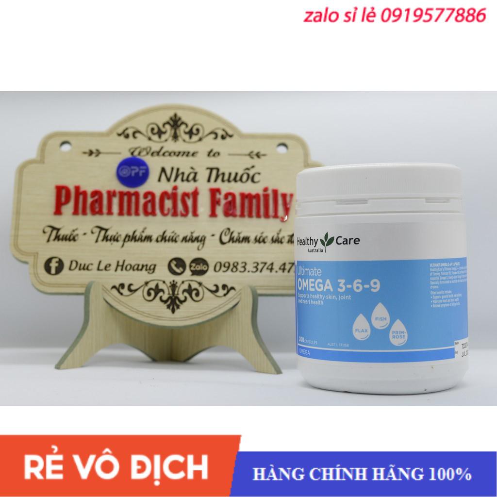 [xách tay úc] Omega 3 6 9 [Úc] Healthy care - 200 viên - Cung cấp Omega EPA DHA