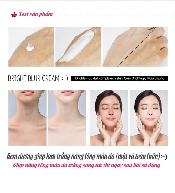 Kem dưỡng giúp làm trắng nâng tông màu da (mặt và toàn thân)  BRIGHT BLUR CREAM