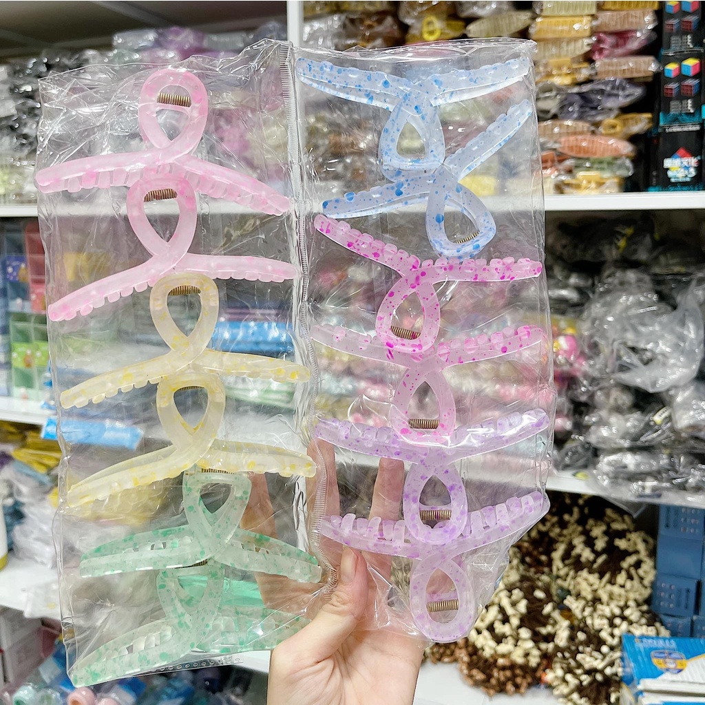 Kẹp Tóc chéo Trong Suốt Size lớn Kiểu Hàn Quốc Thời Trang 2021