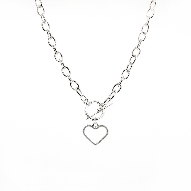Vòng cổ dây xích dày mặt hình trái tim rỗng phong cách retro ngọt ngào cho nữ