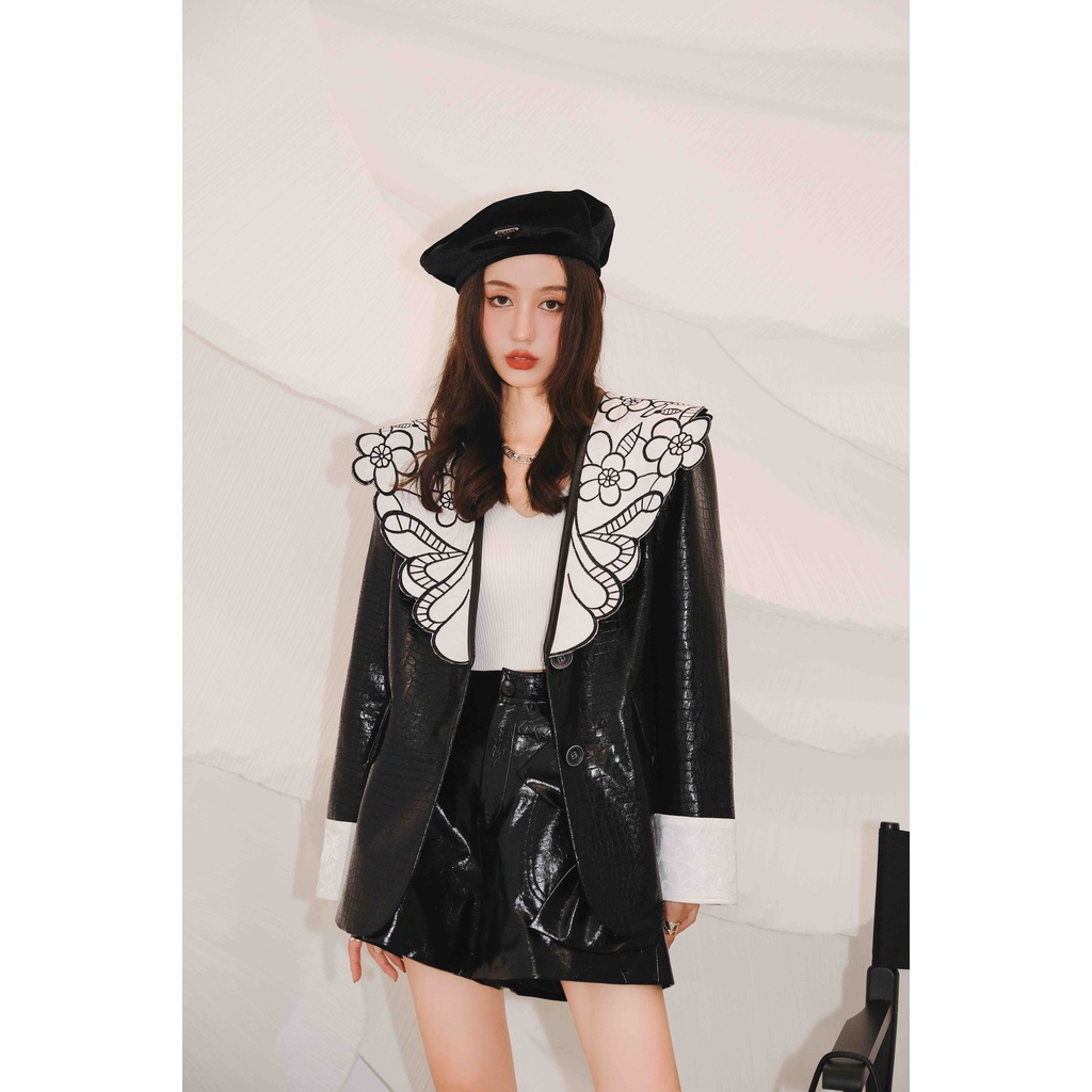 Iris Boutique IJ3904 22/SS Roots jacket Áo khoác da PU sản phẩm có sẳn tại Việt Nam