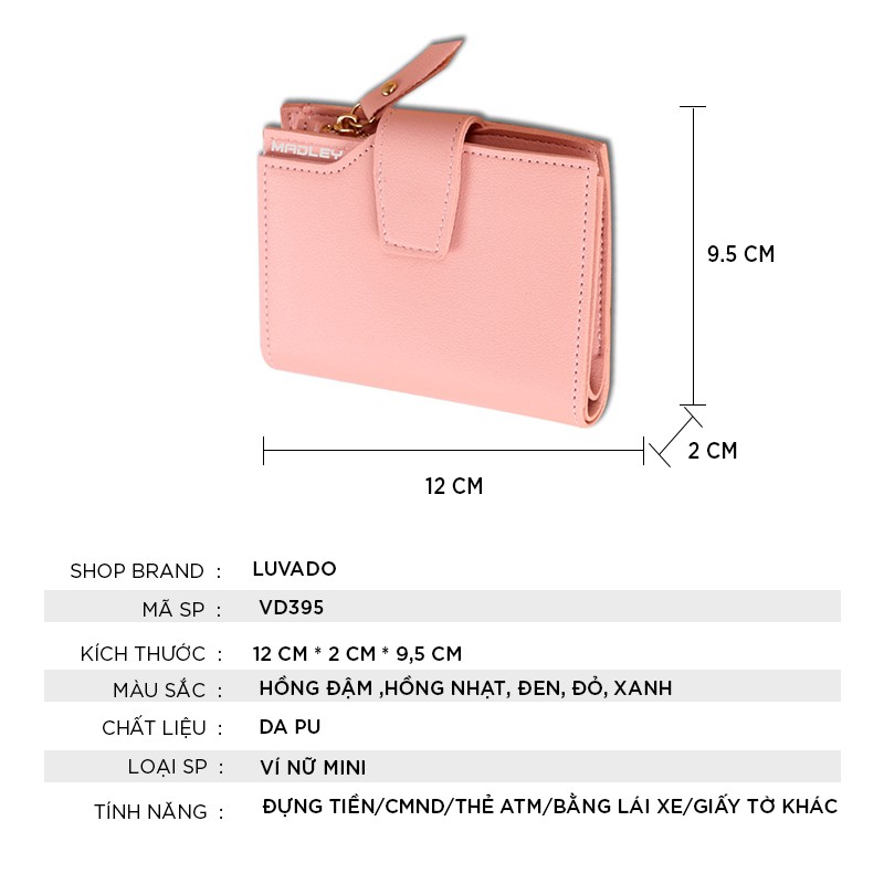 [Mã WABRWB24 giảm 30K đơn 99K] Ví nữ mini cute đẹp cầm tay MADLEY thời trang cao cấp nhỏ gọn bỏ túi LUVADO VD395 | BigBuy360 - bigbuy360.vn