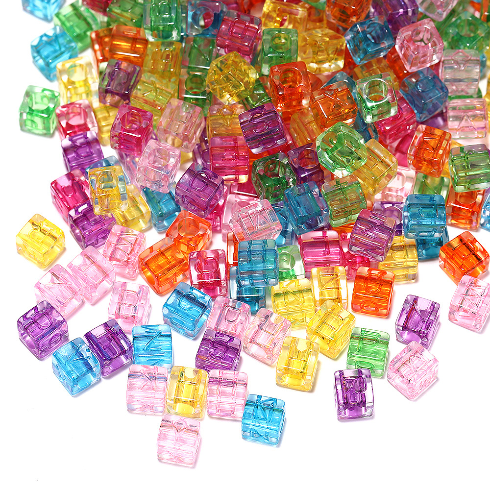 Set 100 hạt vuông acrylic dùng làm trang sức thủ công 6mm