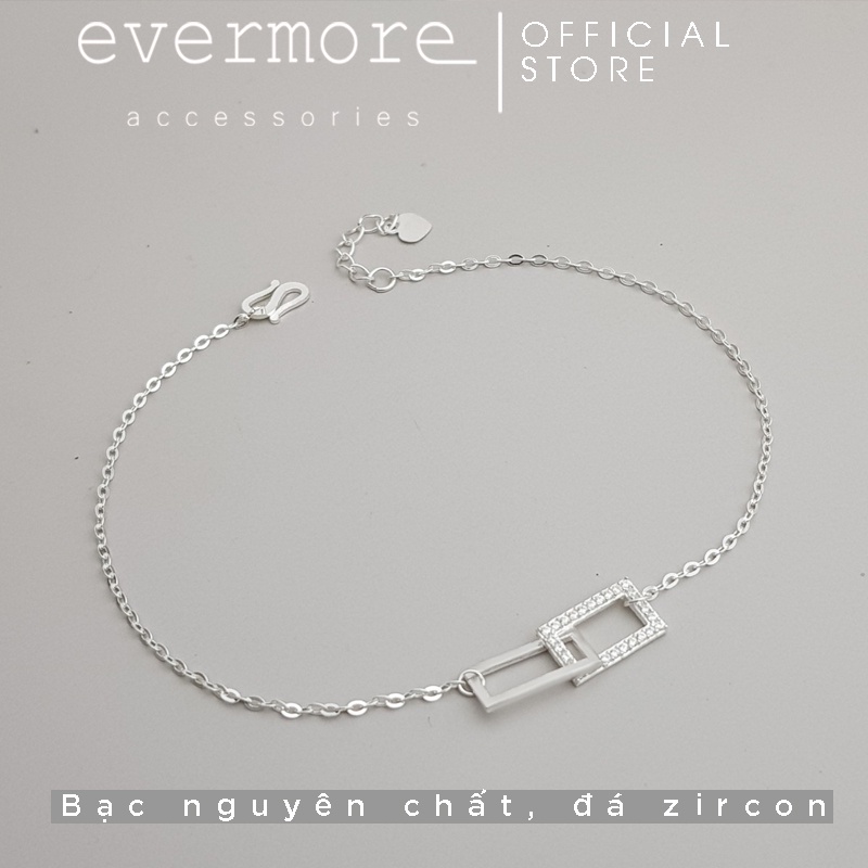 Lắc chân bạc EVERMORE, lắc chân bạc ta bạc ta chữ nhật đôi đính đá Xavia thanh lịch, minimalism - LC013