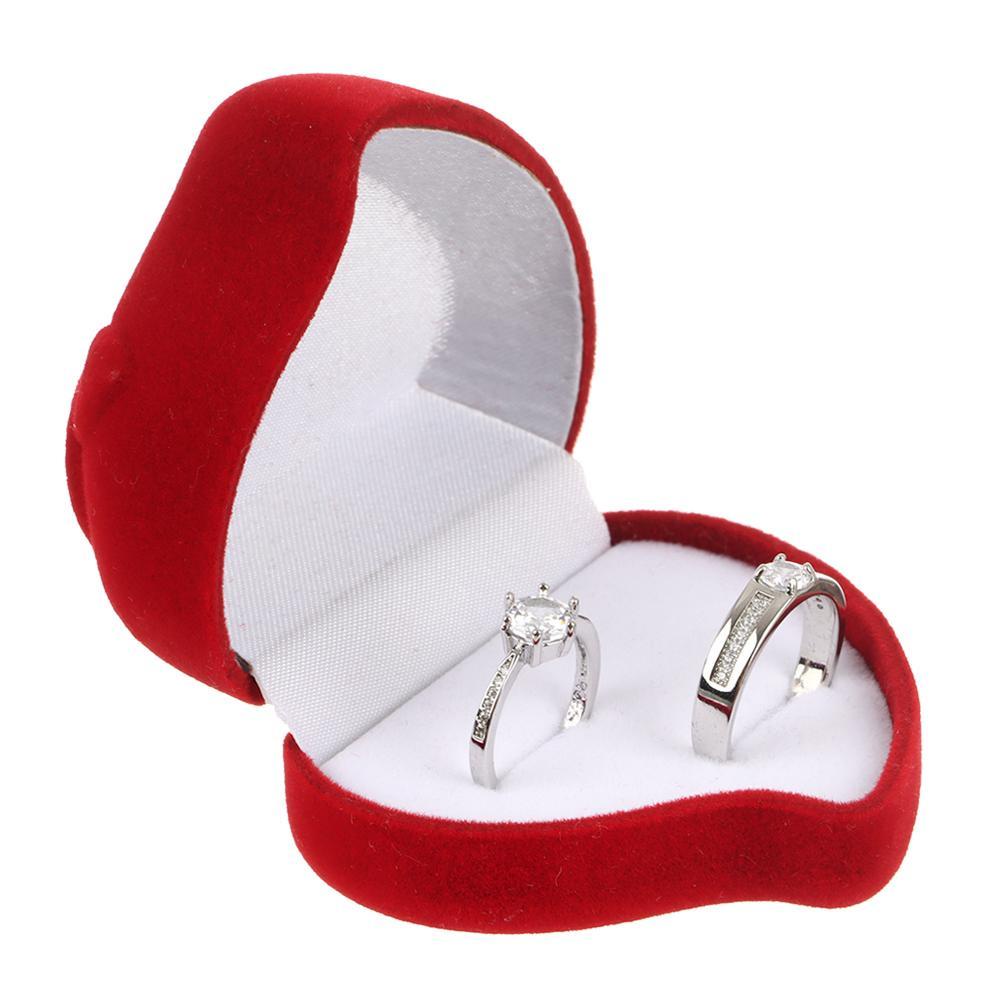 LAY Hộp Đựng Nhẫn Hình Trái Tim Chất Liệu Nhung Cao Cấp