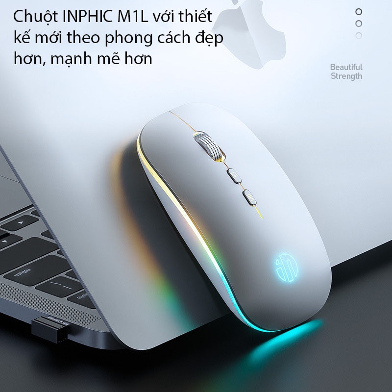 Chuột Không Dây Wireless Bluetooth Pin Sạc Inphic M1L, Chống Ồn, Siêu Nhạy Phù Hợp  Sử Dụng Cho Văn Phòng, Chơi Game