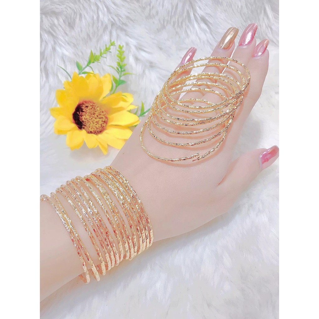 Bộ 7 vòng ximen mắt trúc mạ vàng 18K cao cấp JK Silver