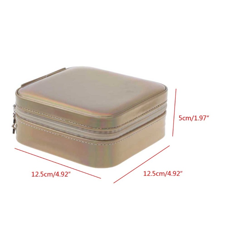 Flgo Hộp Đựng Trang Sức Mini Bằng Da Có Gương Và Khóa Kéo Tiện Dụng Mang Theo Du Lịch