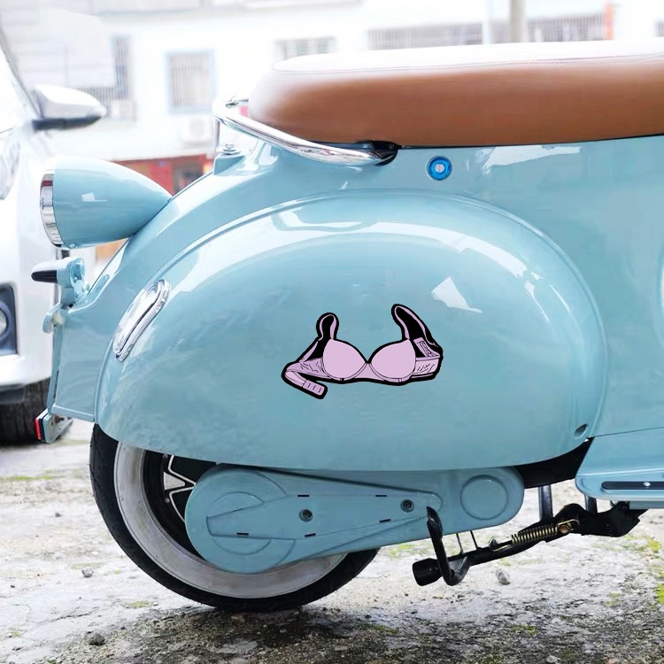 1 CÁI JDM Màu Hồng Vui Vẻ Đồ Lót Màu Tím Phản Quang Nhãn Dán Xe Máy / Xe Máy Phổ Thông Decal Trang Trí Cho Yamaha