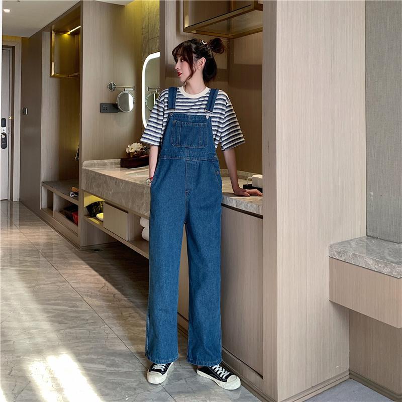 [Hàng Có Sẵn Bán Chạy] Bộ Áo Liền Quần Denim Dáng Rộng Ống Thẳng Phong Cách Mùa Hè Mới Phù Hợp Cho Nữ