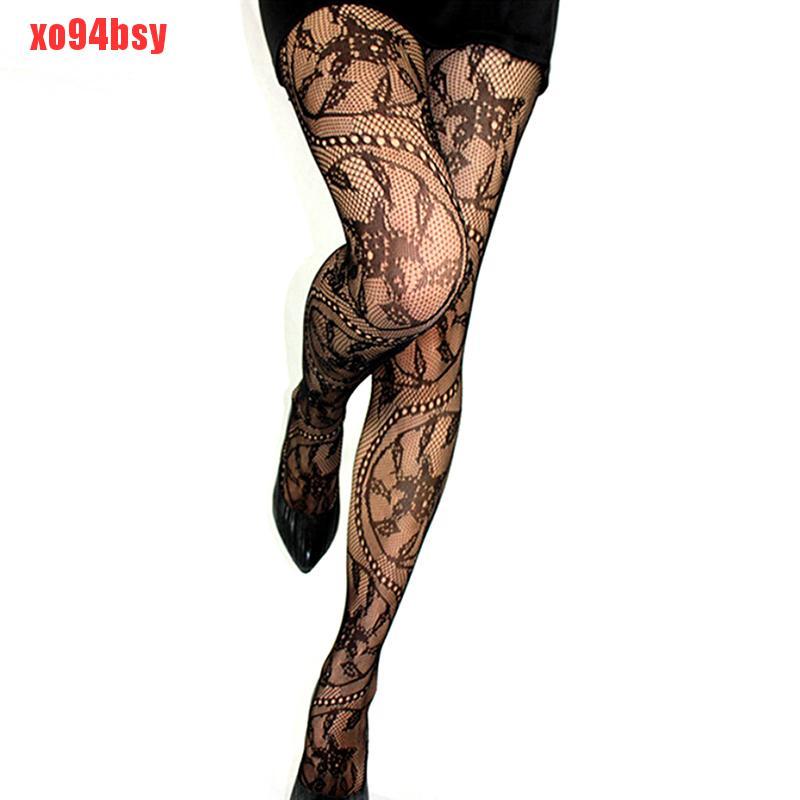 [xo94bsy]Women's Black Lace Fishnet Hollow Patterned Pantyhose Tights Stocking Lingerie