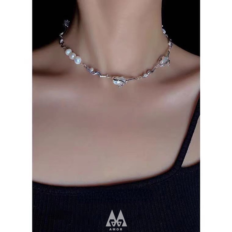 Vòng cổ Ngọc Trai Phong Cách Baroque Cá Tính Thời Trang Mùa Hè Cho Nữ