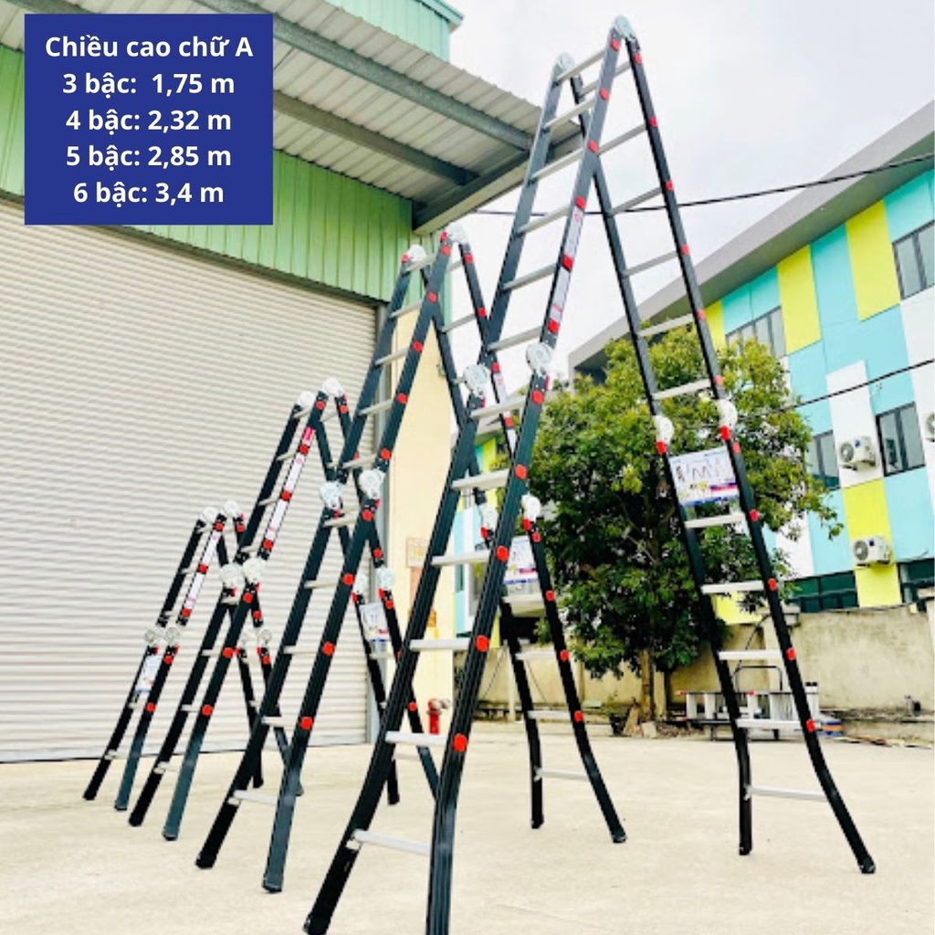 Thang nhôm gấp 4 đoạn chân choãi chiều cao chữ I 3,6m-6,48m đa năng nhập khẩu Nhật Bản NIKAWA NKG-C - Bảo hành 18 tháng