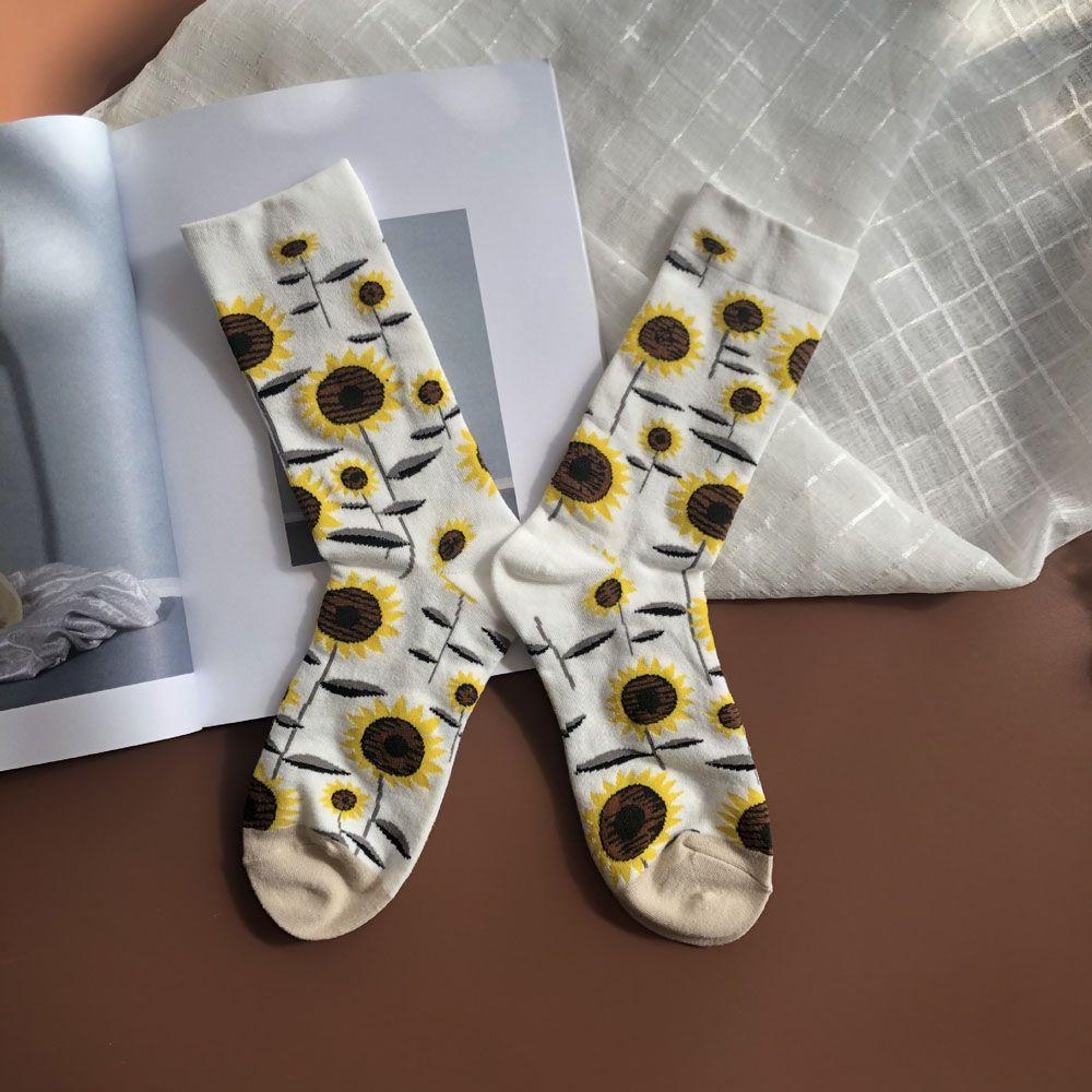 Tất Nữ In Hình Hoa Hướng Dương Dễ Thương VANES1