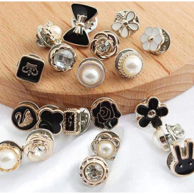 Set 10 Cúc Áo Mini Chống Hở, Ghim Cài Trang Trí, Khuy Áo Thời Trang Hàn Quốc