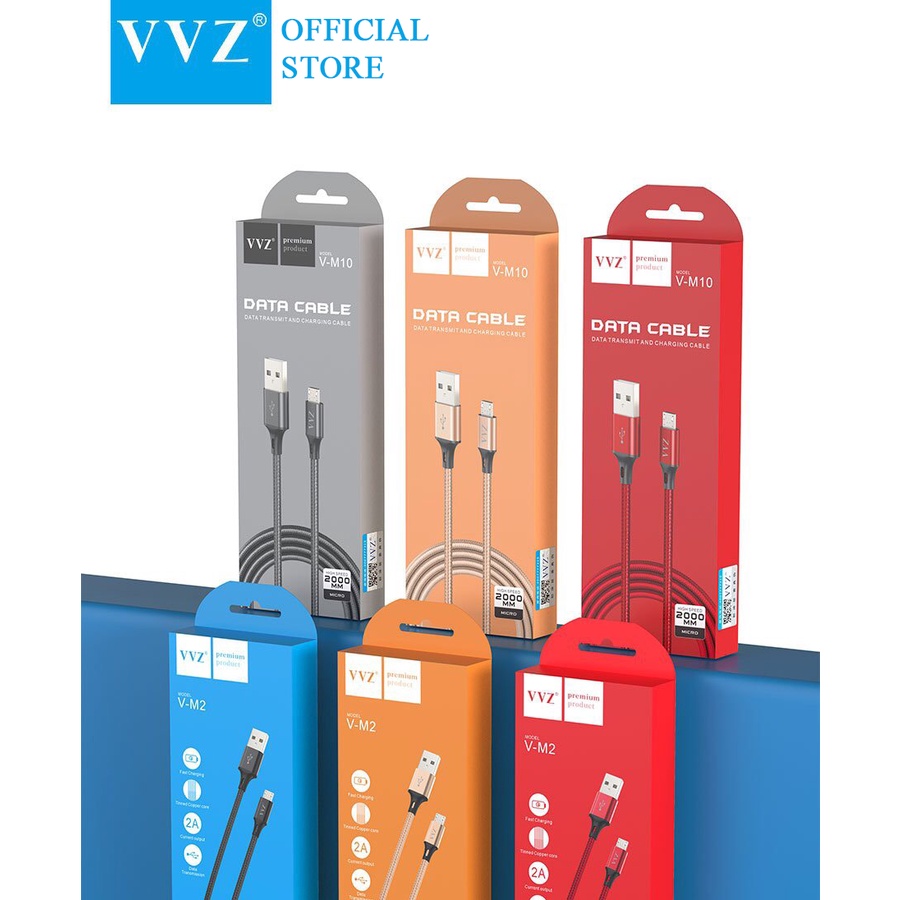 Dây Cáp Sạc Nhanh 2A Bọc Dù Chính Hãng VVZ Lingtning/Type C/Micro/1M/2M Bảo Hành 12 Tháng Lỗi 1 Đổi 1