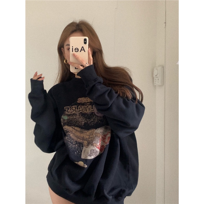 Áo Sweatshirt Tay Dài Cổ Tròn Dáng Rộng In Họa Tiết Phong Cách Hàn Quốc Thời Trang Mùa Thu Cho Nữ | BigBuy360 - bigbuy360.vn