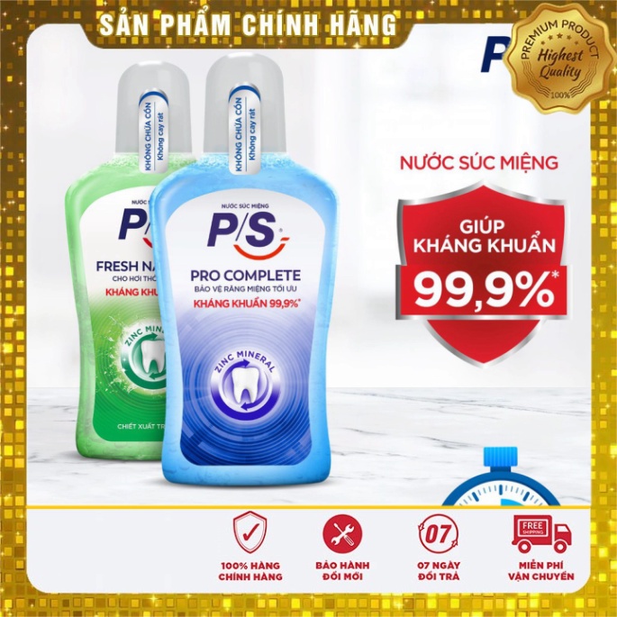 [Chính hãng] Nước súc miệng PS diệt khuẩn 300ml - Date mới