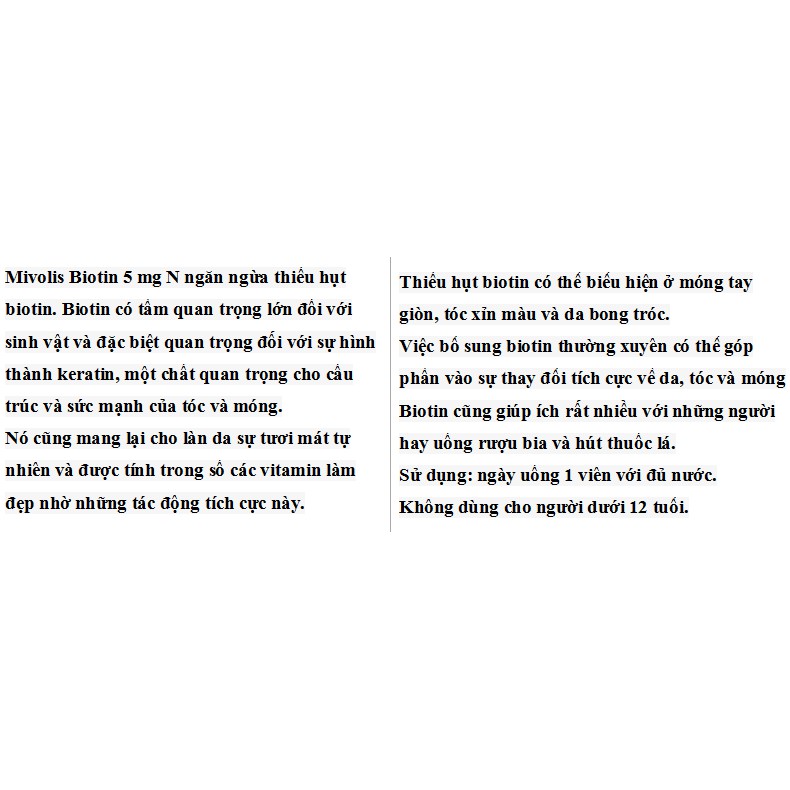 Biotin của Mivolis hộp 60 viên