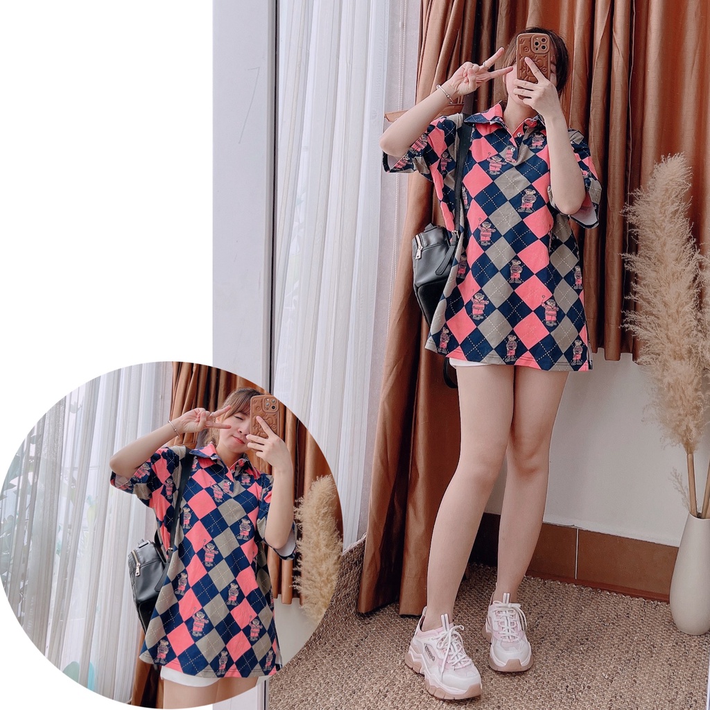 Áo thun POLO UNISEX from rộng tay lỡ- Áo phông ngắn tay có cổ chất cotton phong cách hàn quốc