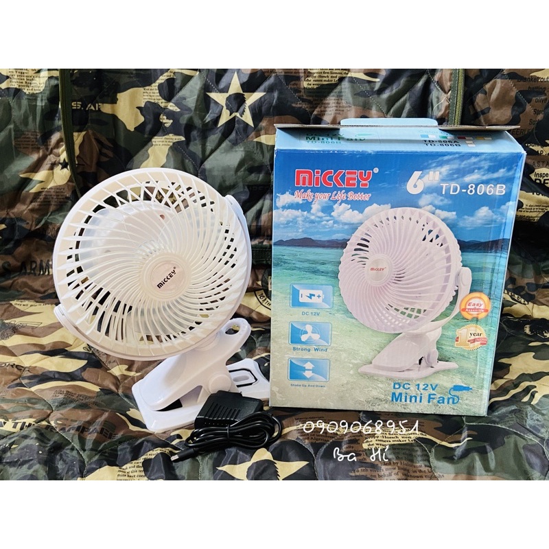 Quạt Sạc Kẹp MICKEY TD-806