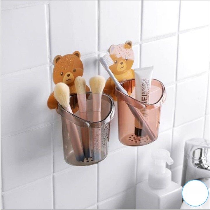 Cốc gấu đựng bàn chải kem đánh răng Cốc gấu dán tường siêu dính- Zenda