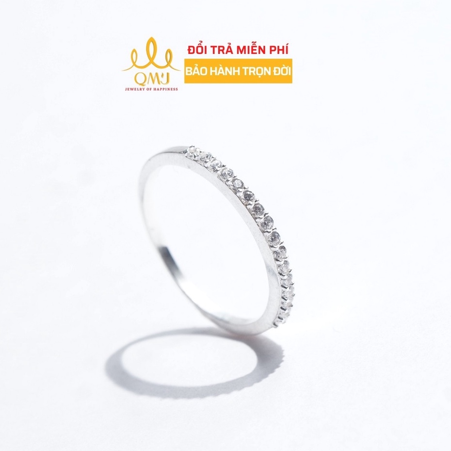 Nhẫn bạc nữ đơn giản đính 1 hàng đá sáng lấp lánh bạc 925 cao cấp - Q0021