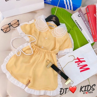 Bộ pijama lụa satin bé gái