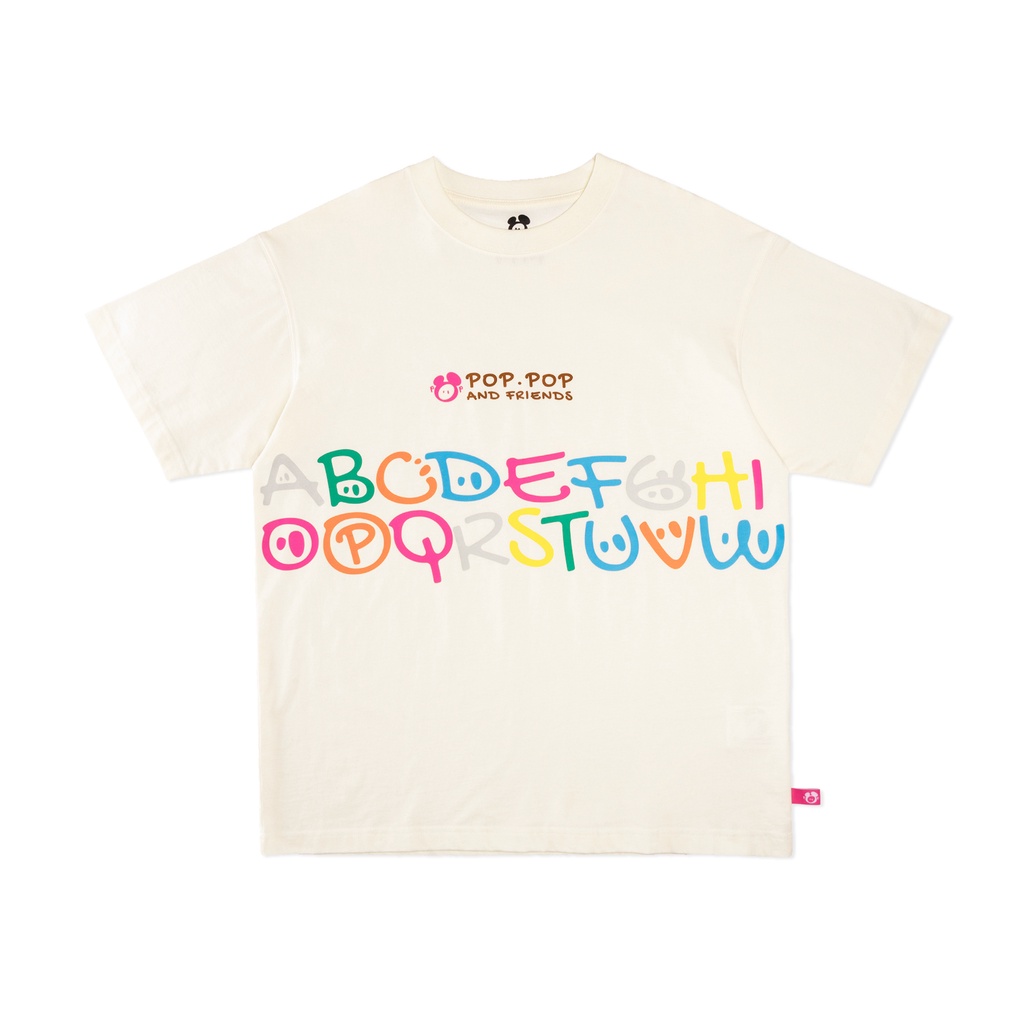 Áo Thun POPPOP RAINBOW ALPHABET TEE CREAM