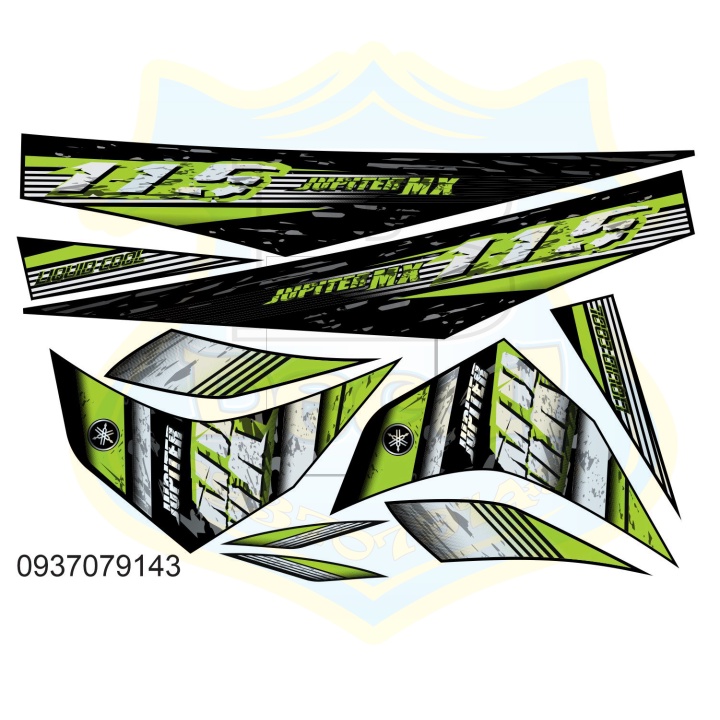 ( Quí khách vui lòng mang ra tiệm cho thợ dán ) Tem jupiter MX xanh đen